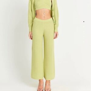 Cult Gaia Piper Ribbed Knit Avacado Green Pant Size Small